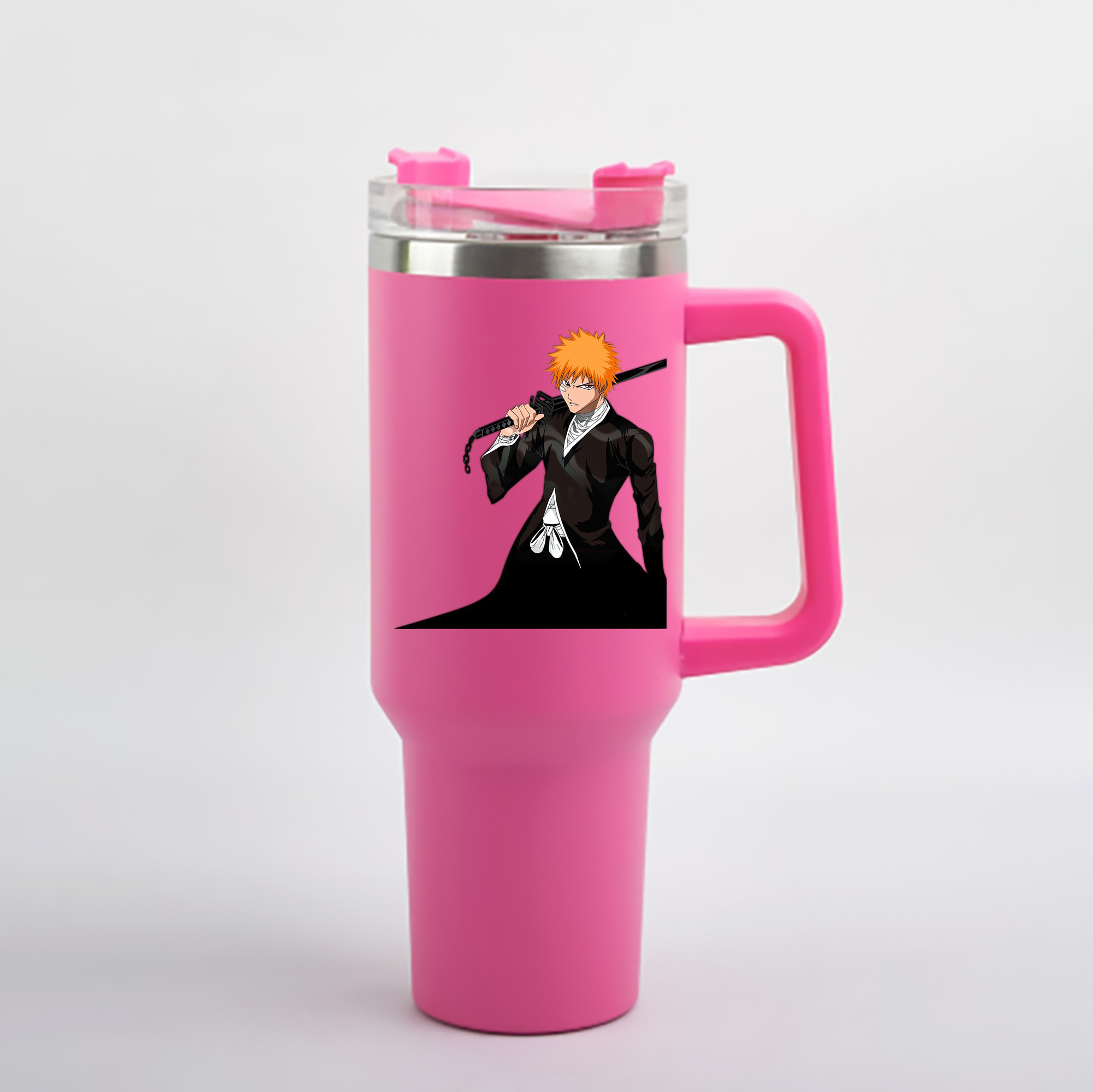 （画像用） ブリーチ 黒崎一護（くろさき いちご）BLEACH Kurosaki Ichigo 1200mL車用タンブラー - クリスタルステッカー（プラスチックストロー付き）